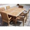 1.2m x 1.2m - 1.8m Teak Square Extending Table with 6 Marley Chairs - 1